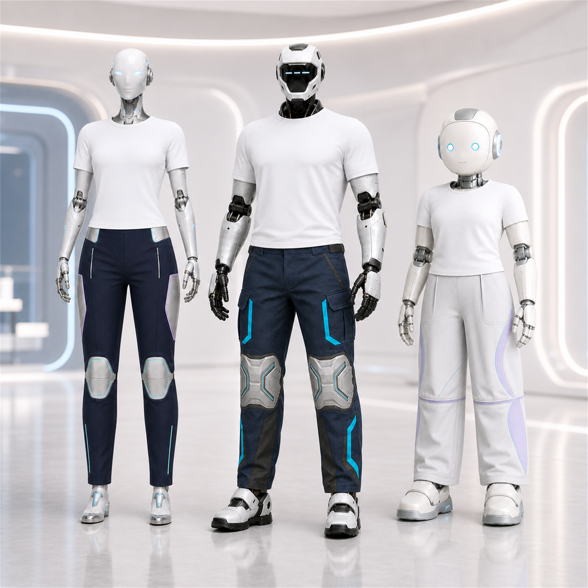 BotCouture Hosen fuer humanoide Roboter im Showroom
