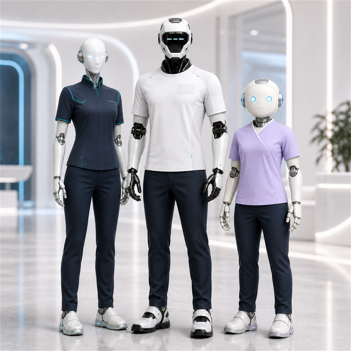 BotCouture Shirts fuer humanoide Roboter im Showroom