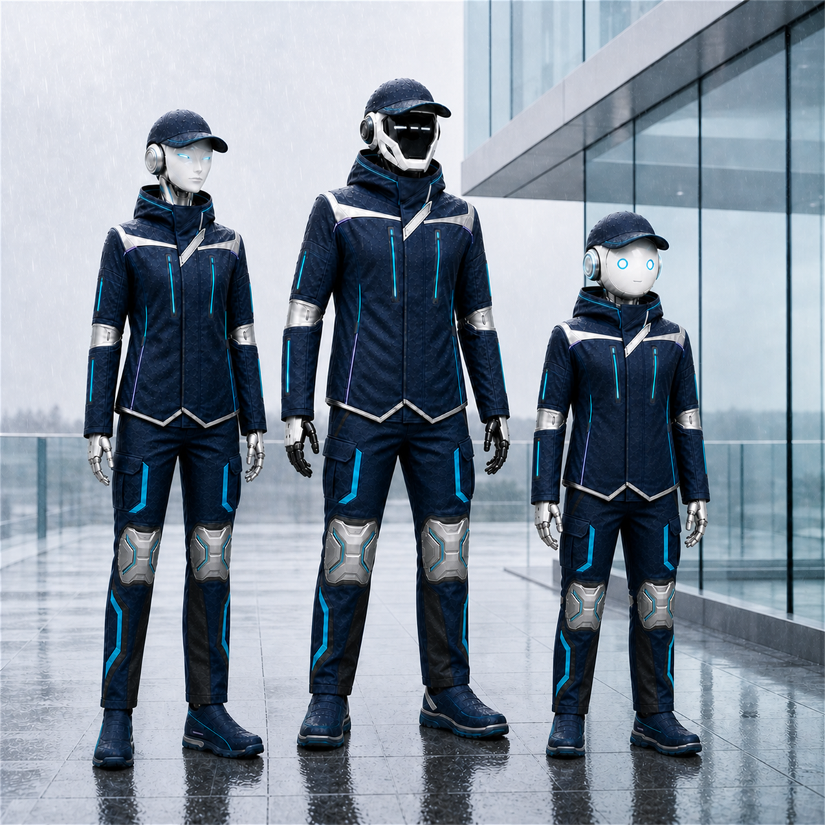 BotCouture Wetterschutz fuer humanoide Roboter bei Regen