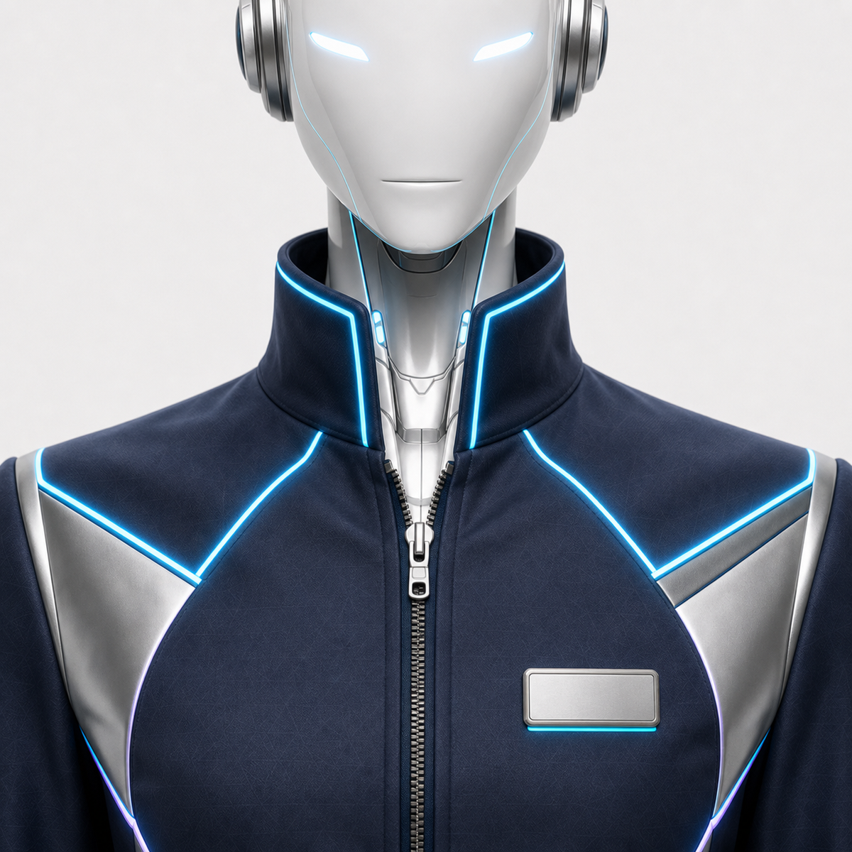 Detail der Branded Role Jacket am Halsbereich mit Brandingflaeche