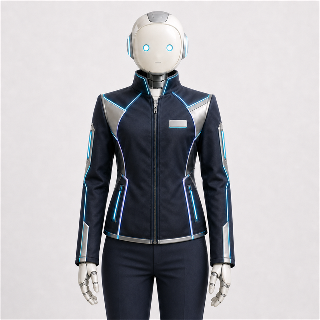LUMI traegt die BotCouture Branded Role Jacket