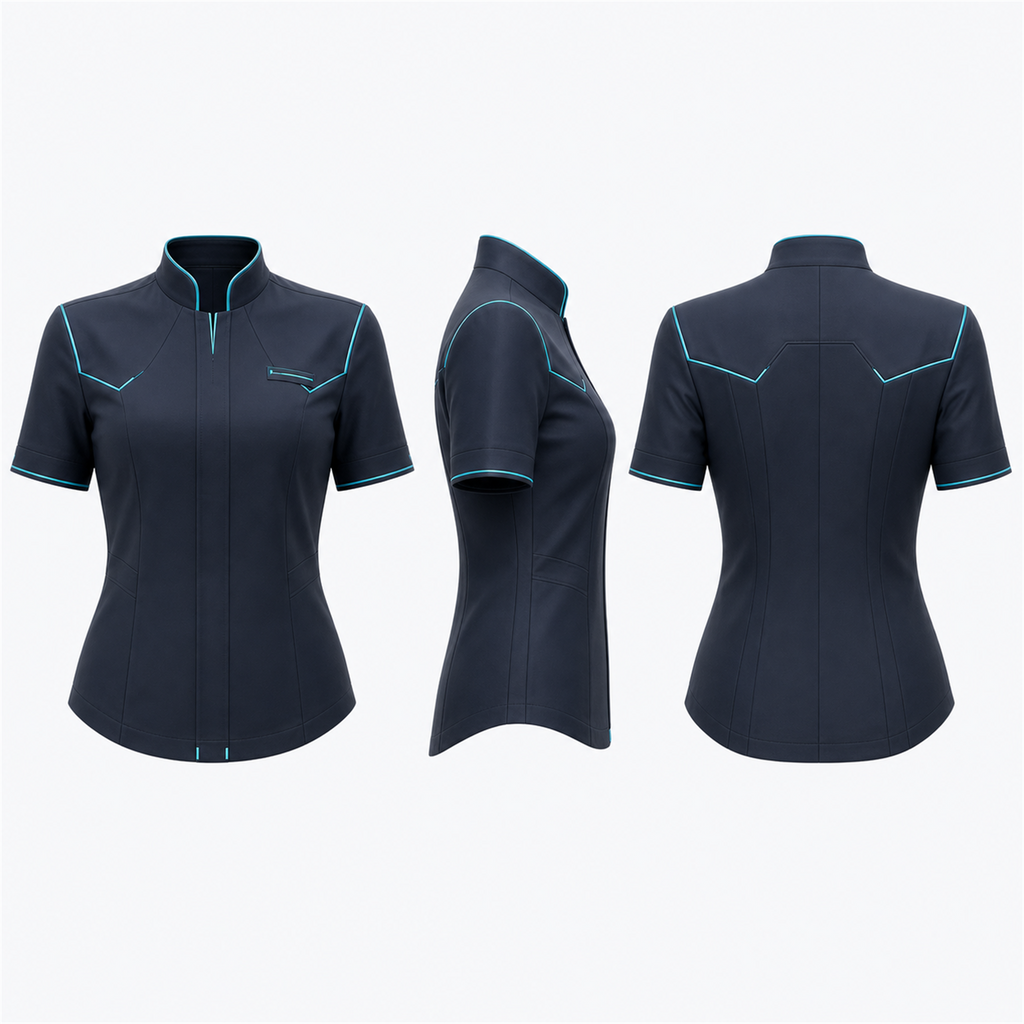 BotCouture Identity Shirt – Drei-Seiten-Ansicht in Deep Corporate Navy