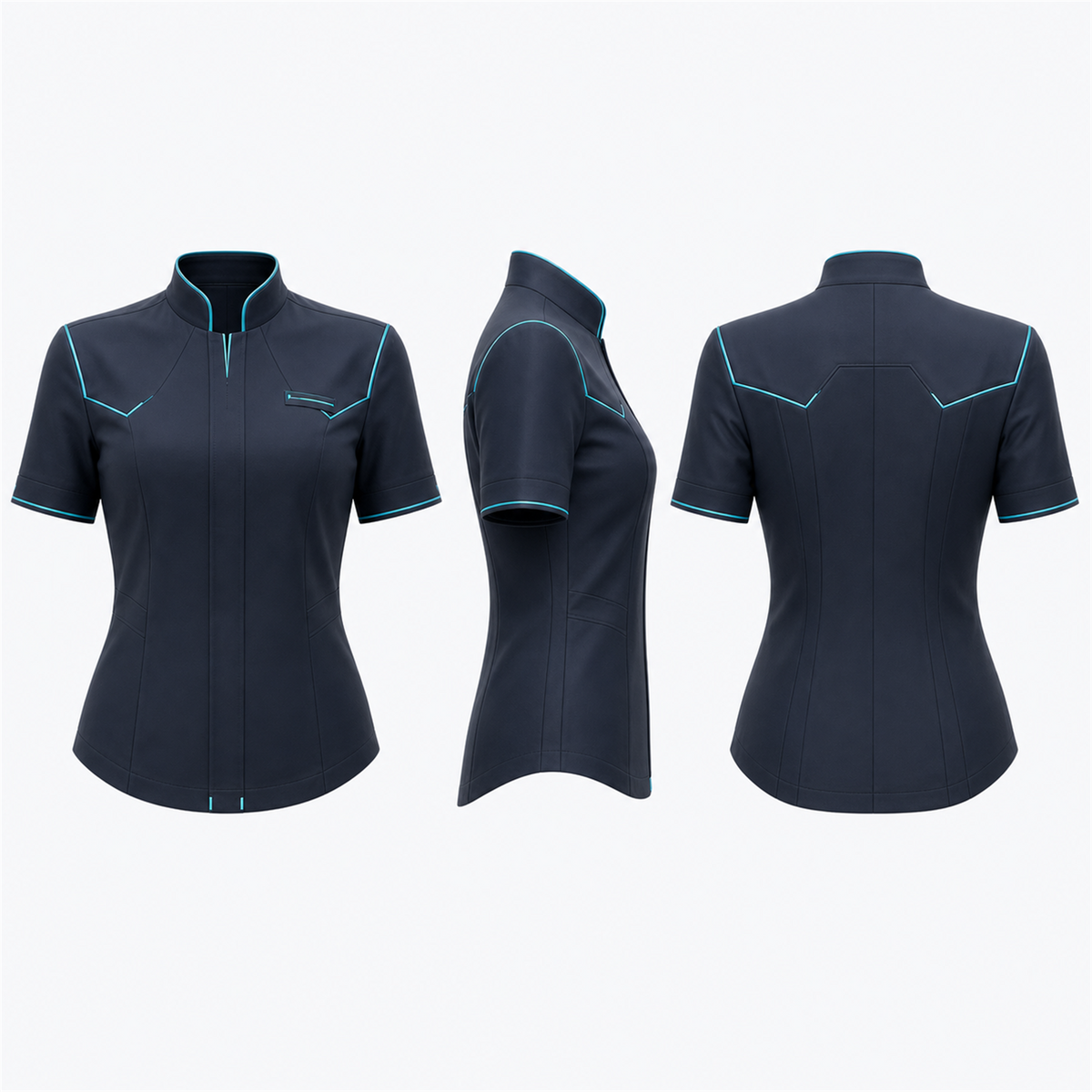 BotCouture Identity Shirt – Drei-Seiten-Ansicht in Deep Corporate Navy