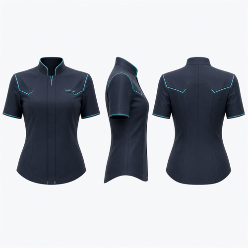 BotCouture Identity Shirt – Drei-Seiten-Ansicht in Deep Corporate Navy