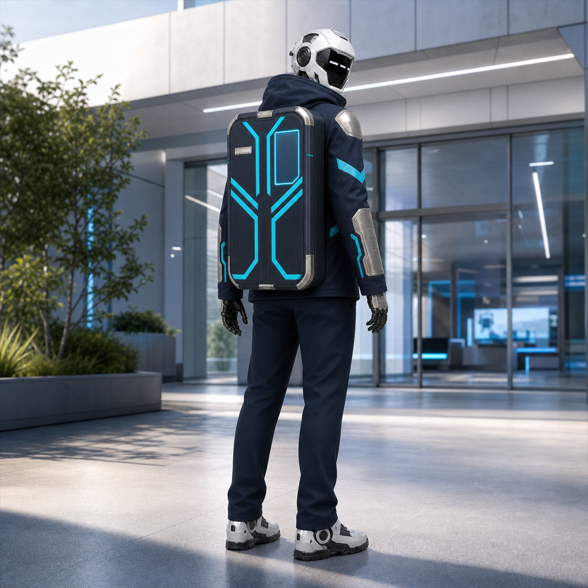 NOVA trägt die Modular Security Bag ohne Gurte an der Security Role Jacket