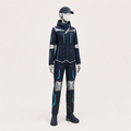 AURA trägt das BotCouture Outdoor Protection Set mit Weather Jacket, Utility Pants Pro Hose, Rain Cap und Outdoor Steps