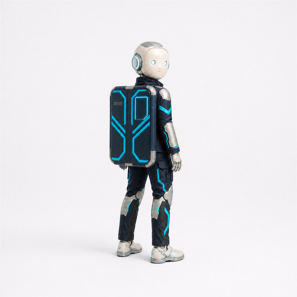 LUMI mit dem BotCouture Security Pro Set aus Security Role Jacket, Utility Pants Pro Hose und Modular Security Bag