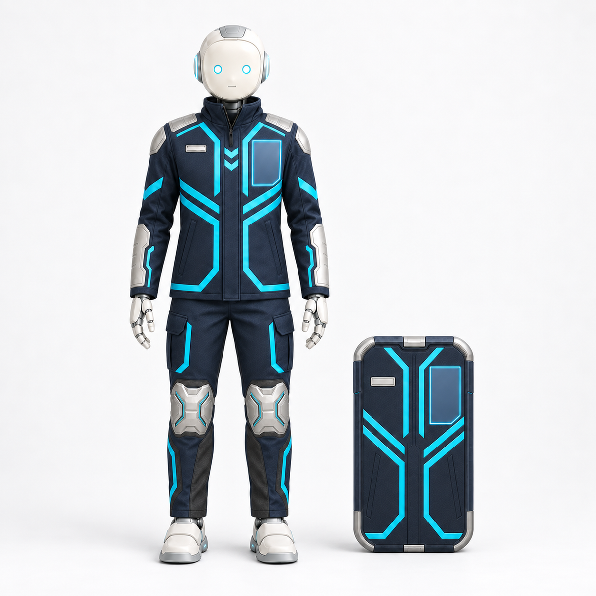 LUMI frontal im BotCouture Security Pro Set mit Security Role Jacket, Utility Pants Pro und Modular Security Bag