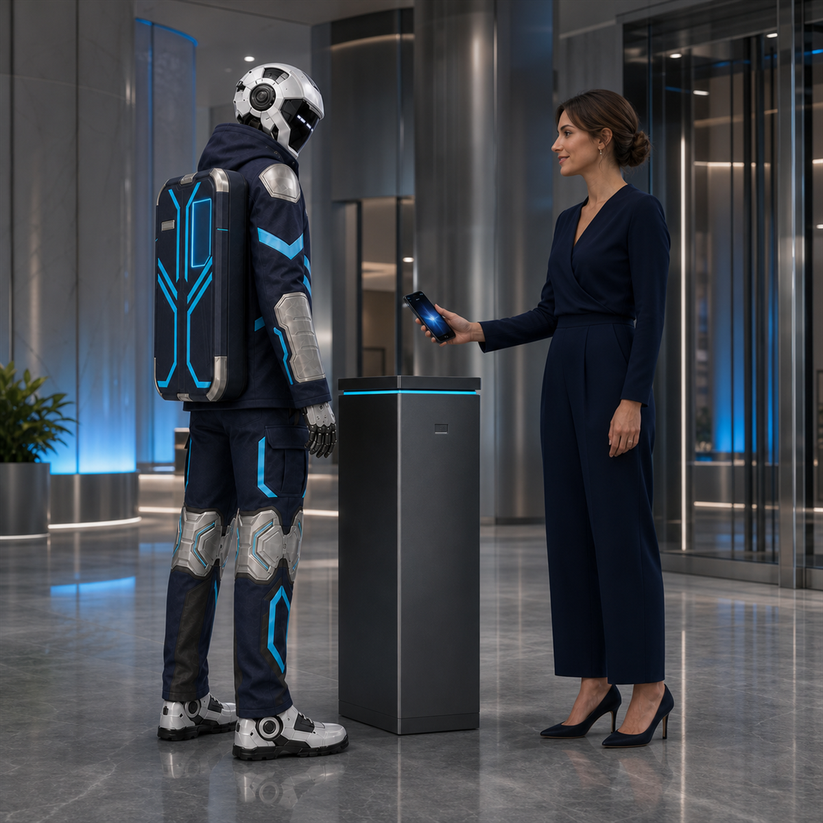 NOVA mit dem BotCouture Security Pro Set bei der Einlasskontrolle eines Corporate Events