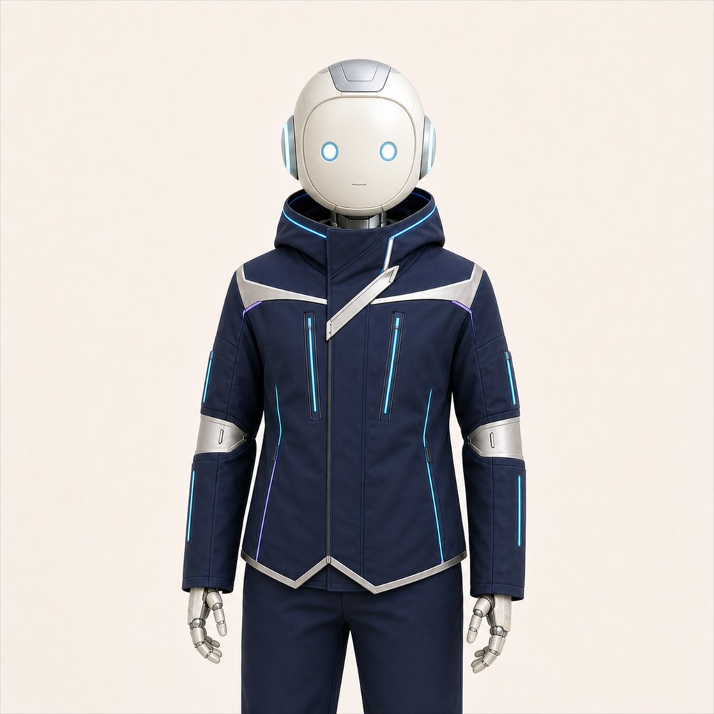 LUMI trägt die Outdoor Weather Jacket für Roboter