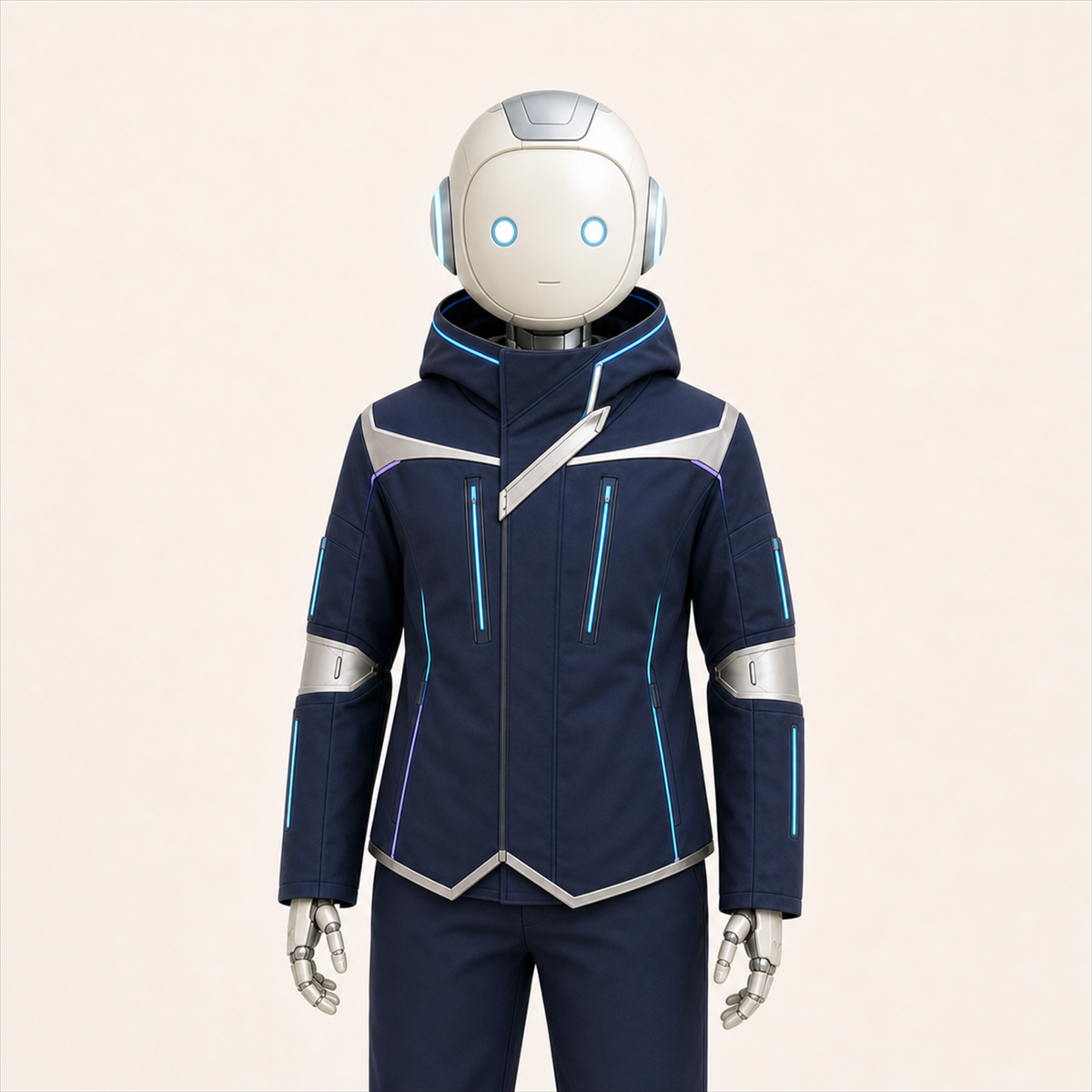 LUMI trägt die Outdoor Weather Jacket für Roboter