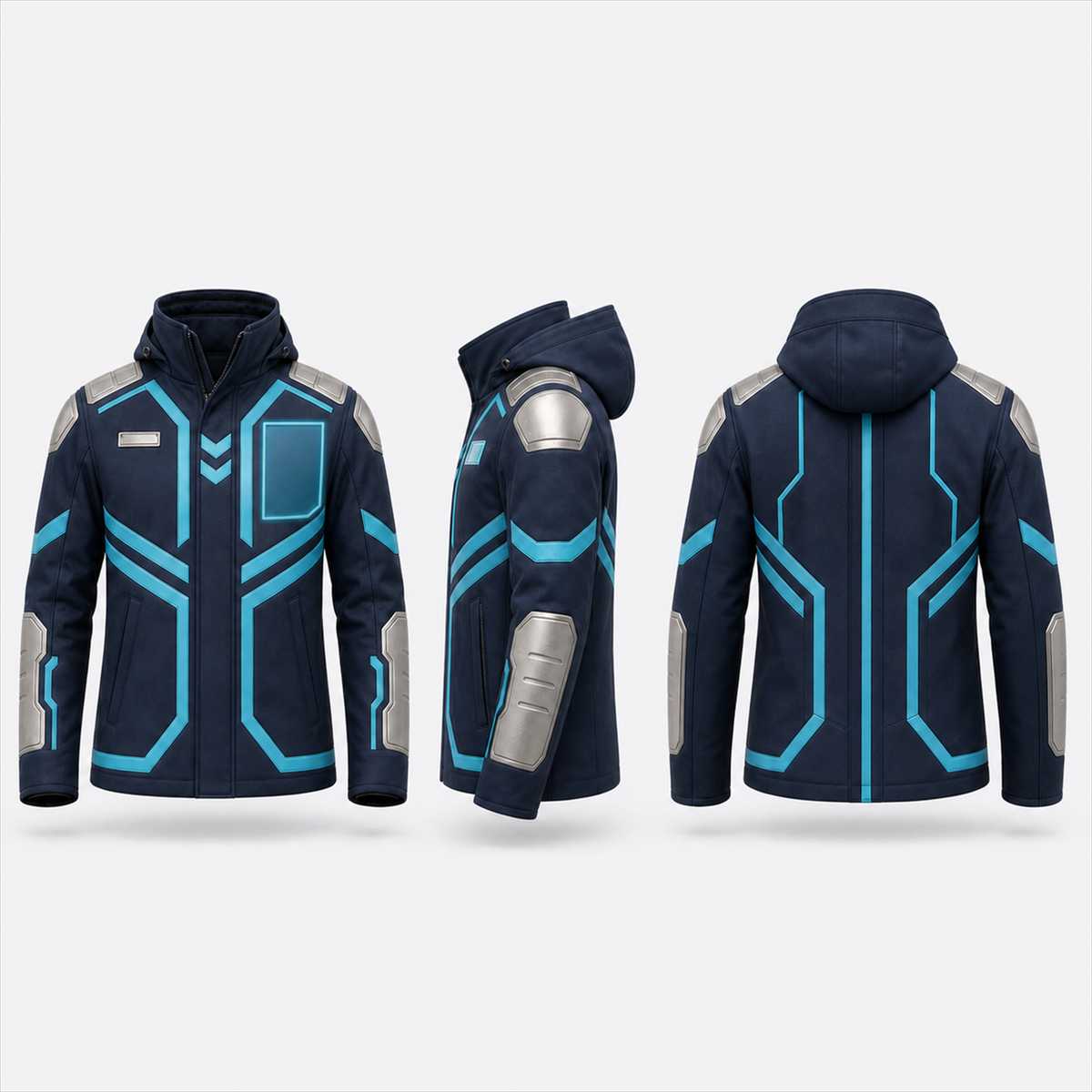 BotCouture Security Role Jacket in Vorderansicht, Seitenansicht und Rückansicht