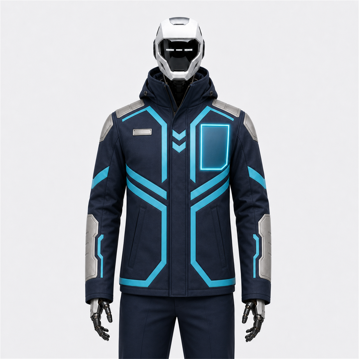 NOVA trägt die BotCouture Security Role Jacket mit leuchtendem Role Light Panel