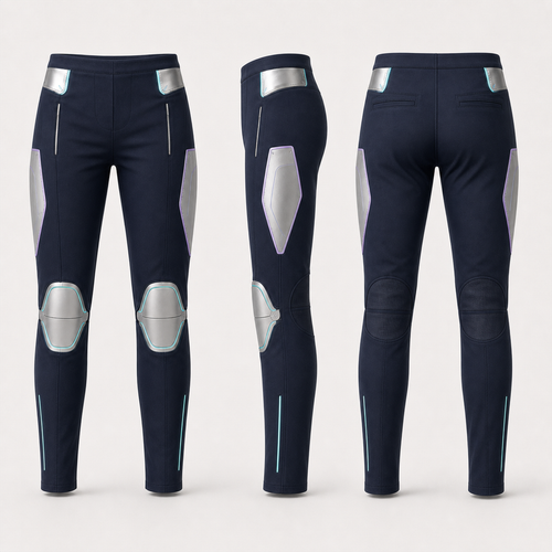BotCouture Utility Pants Light in Vorder-, Seiten- und Rückansicht – visuelles Designkonzept